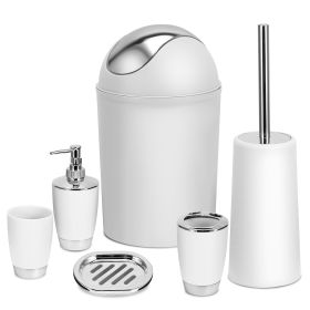 Bathroom Accessories Set 6 Pcs Bathroom Set Ensemble Complete Soap Dispenser Toothbrush Holder Tumbler Soap Dish Toilet Cleaning Brush Trash Can (Option: WHT  GPCT1713)