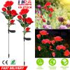 2Pcs Solar Powered Lights Outdoor Rose Flower LED Decorative Lamp Water Resistant Pathway Stake Lights For Garden Patio Yard Walkway